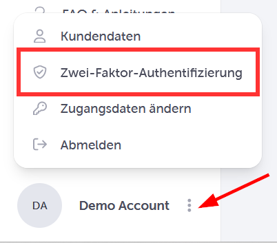 Zwei Faktor Authentifizierung im Kundencenter.