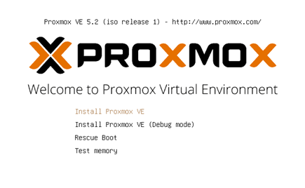 Proxmox installer. Drücke Enter und folge dem Standarddialog der Installation.