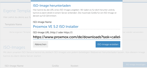 ISO-Image herunterladen 
Proxmox Installer